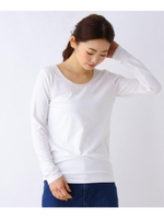 Uネックビジュー付きロンＴ/ホワイト(002)