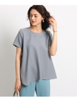 [L]【マシンウォッシュ/UV/接触冷感/吸水速乾】イレギュラーヘムポリツイルブラウス/ブラック(419)