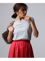 [L]【洗える】アリオリティ　ボーダーフレンチTシャツ/グレー(712)
