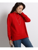 [S]【ハンドウォッシュ】ウール混スリットハイゲージニット/レッド(062)