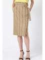 [ドラマ 内田有紀さん相武紗季さん着用]麻調ストライプペンシルスカート/ベージュ1(041)
