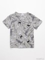[ベビー]HAKKA45周年記念「スイミーデザインラボ」コラボ アニマル総柄プリント半袖Tシャツ/杢グレー