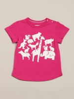 [ベビー]Orangehakka アニマルプリント半袖Tシャツ/ピンク