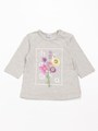 [ベビー]フォトアートフラワープリント7分袖UVカットTシャツ/杢グレー