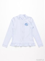 [ベビー・UVカット・]ワンポイントピオニープリントスイムラッシュガード/ブルー