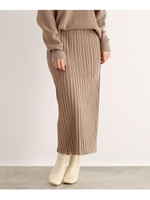 [洗える]ニットラインプリーツスカート/タバコブラウン(054)