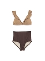 bicolor high waist bikini/ブラウン