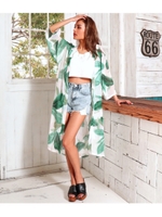 【ANAP】リーフ柄シフォンロングカーディガン/ホワイト(001)