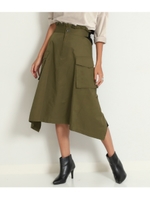 【Alluge】バックプリーツビッグポケットミリタリースカート/カーキ(014)