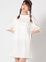 【CANDY】リボンリボンロゴカットワンピース/シロ