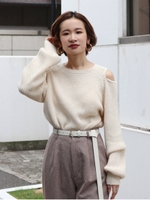 【Ca】ショルダースリットワッフルニット/IVY