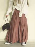 【La】ソフトリンクルサテンマキシスカート/PPL