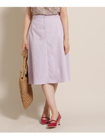 【Lサイズあり】プチボタン台形スカート/パープル(080)