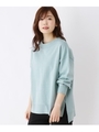 【M-LL】USAコットン裏毛スリットボトルネックプルオーバー/ライトグリーン(021)