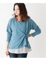 【M-LL】ツイストカノコレイヤードカットソー/ライトグリーン(021)