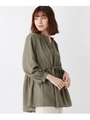 【M-L】ハシゴレースチュニックブラウス/カーキ(027)