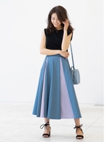 【MAKI KANEKO ×BANNER BARRETTコラボ】配色フレアスカート/BLUE