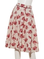 【Rewde】サテンフラワープリントスカート（9R10-10135）/エクリュ