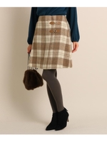 【SSサイズあり】シャギーチェックミニスカート/ブラウン(242)