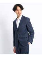 【Sサイズ〜】リネンライクプリントジャケット (クールドッツ(R))/ブルー(092)