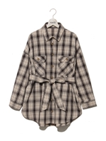 【TORTE】ツイルチェックBIGシャツ/ホワイト