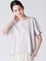 【WEBサイズ別注】スーピマボーダー半袖カットソー/ベージュ系その他