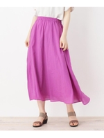 【WEB限定カラー・022（グリーン）093（ネイビー）】エアリーコットンシフォンミモレスカート/ピンク(072)