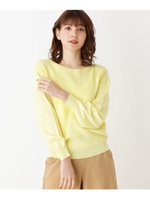 【WEB限定サイズあり】洗えるアンチピリングボートネックプルオーバーニット/レモンイエロー(031)