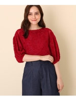 【WEB限定プライス/WEB限定サイズ(LL)あり/手洗い可】カットジャガードブラウス/ワインレッド(063)