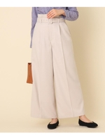 【WEB限定プライス/手洗い可】サキソニーベルテッドワイドパンツ/ライトベージュ(051)