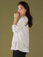 【WEB別注】チュニック丈のティアードブラウス/ライトグレー
