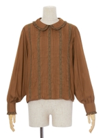 【an another angelus limited】レース使いピンタックブラウス/BROWN