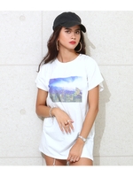 【anap Latina】 シティプリントフレンチスリーブチュニック/ホワイト(001)