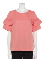 【arielme】ダブルフリルのスウィートプルオーバー/サーモンピンク