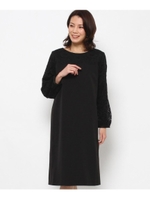 【セレモニー対応】ボートネックレースワンピース/ブラック(019)