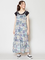 【チャイハネ】レトロフラワーティアードキャミワンピース/ホワイト