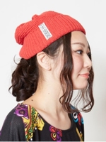 【チャイハネ】手編みシンプルニットキャップ/レッド