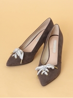 【パンプス】レースアップパンプス/グレー