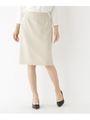 【マシンウォッシュ/UV】リネン風ストレッチスカート/ライトベージュ(451)