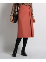 【マシンウォッシュ】ラップ風ベルテッドスカート/オレンジ(667)