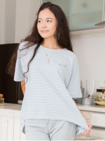 【欧州航路】Merci ボーダートップス/ライトブルー