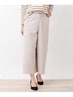 【吸水速乾・洗える・34(SS)、42(LL)WEB限定サイズ】ベルト付きワイドパンツ/ライトベージュ(051)