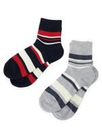 【抗菌防臭】ボーダーミックスソックス/ネイビー(393)