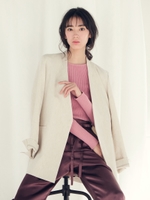 【雑誌掲載】≪セットアップ対応≫≪洗濯機で洗える≫麻ツイルストレッチジャケット/ベージュ