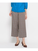 【手洗い可】グレンチェックアンクル丈パンツ/ダークブラウン(243)