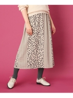 【手洗い可】レオパードドットプリント　ロングスカート/ベージュ(152)