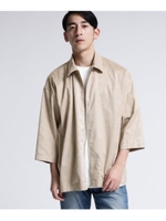 【小松マテーレ】コマスエード(R)シャツブルゾン（7分袖）/ライトベージュ(051)