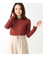 【洗える・42(LL)WEB限定サイズ】ＳＵＰＩＭＡリブロングスリーブトップス/ボルドー(064)