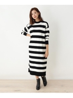 【洗える・42(LL)WEB限定サイズ】天竺サックワンピース/柄ホワイト(302)