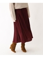 【洗える】デシンワッシャー プリーツスカート/ボルドー(064)